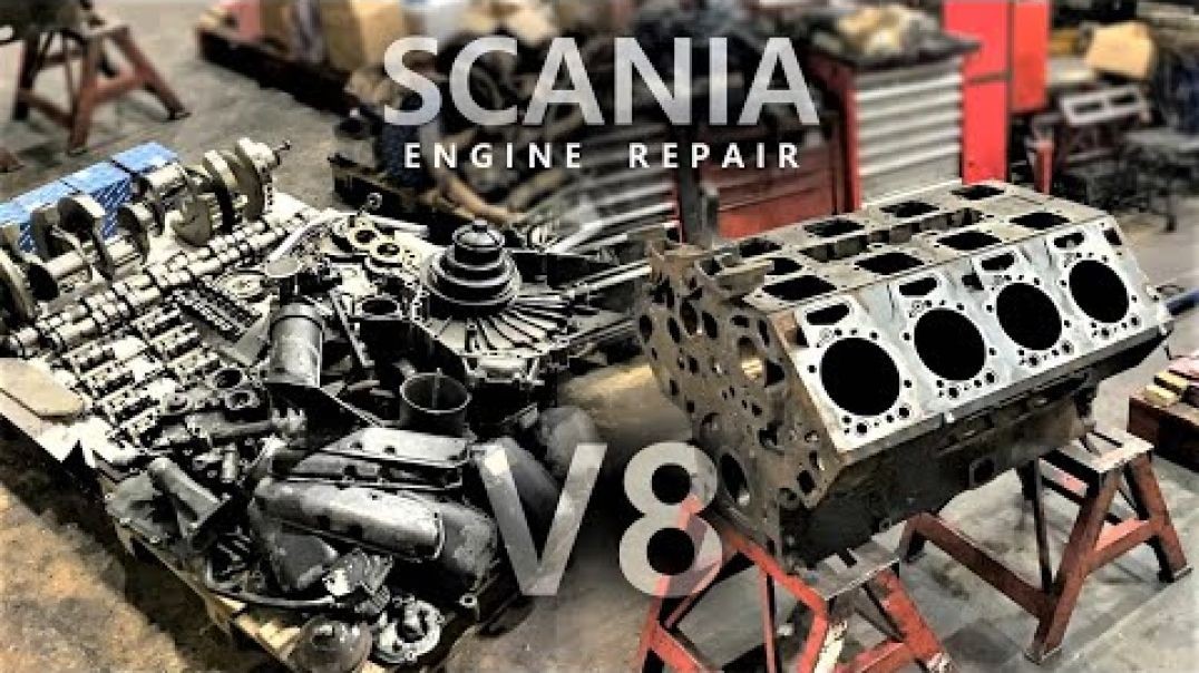 ⁣Scania engine build from scratch