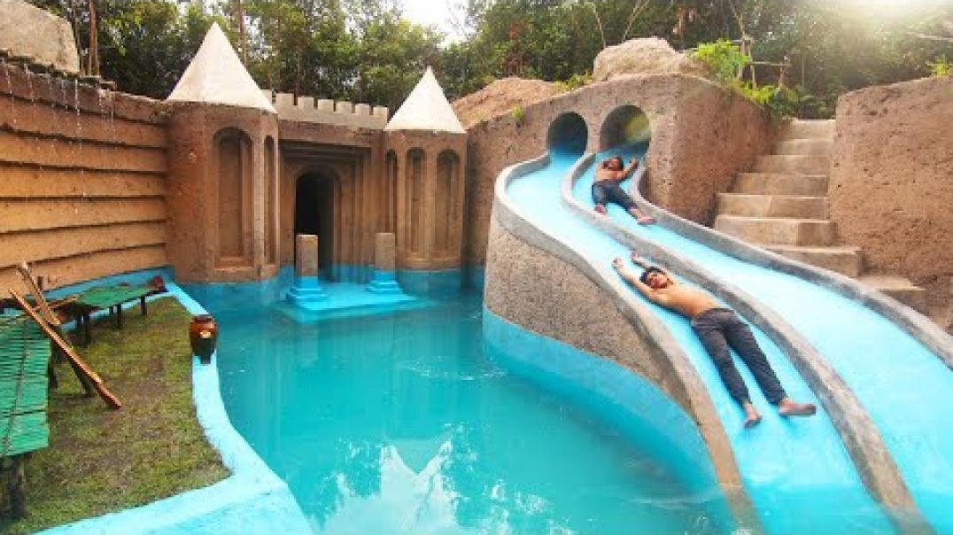 ⁣1M Dollars Water Slide Park into Underground Swimming Pool House